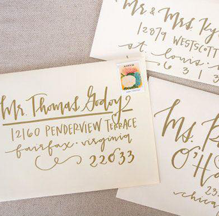 Calligraphy on invitations created by Blushed Event and Design Co