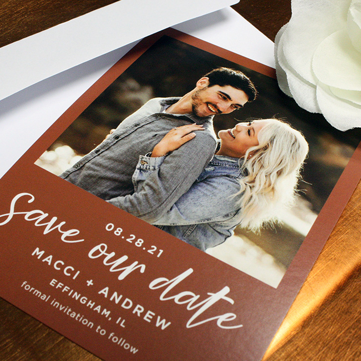 save the date with photo of couple